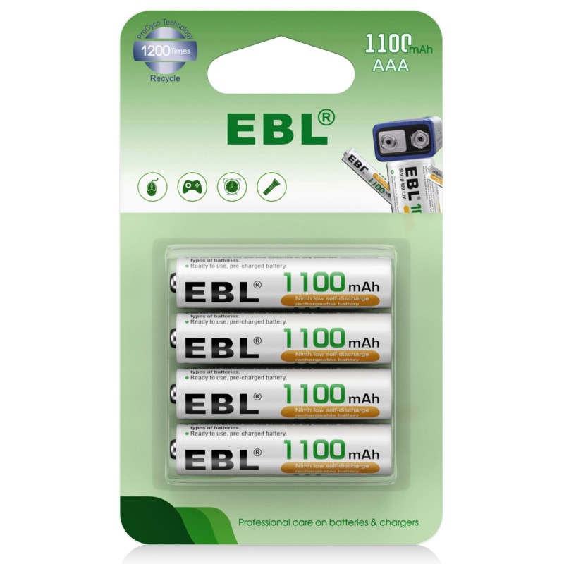 PILAS AAA RECARGABLES EBL 1100 mAh (PACK 4)