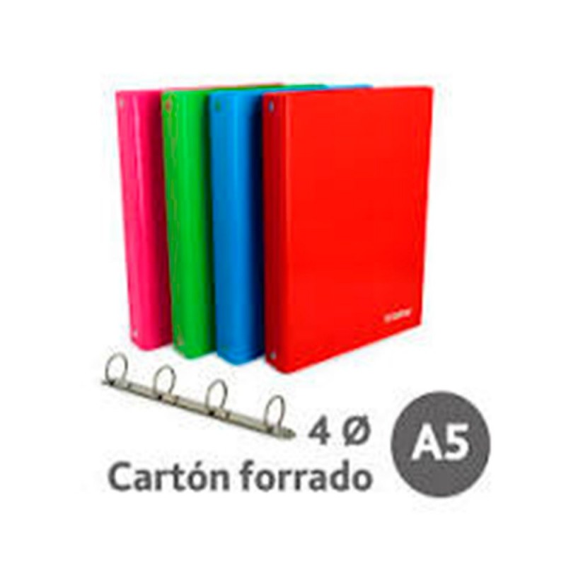CARPETA A5 CARTON FORRADO 4 ANILLAS 25MM KATHAY
