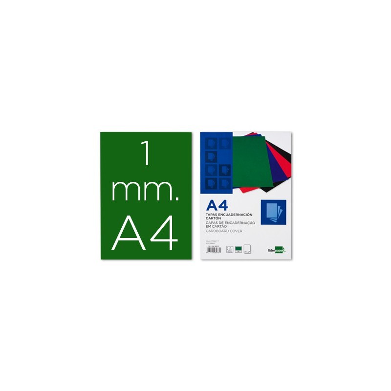 TAPA ENCUADERNAR LIDERPAPEL CARTON A4 1MM VERDE