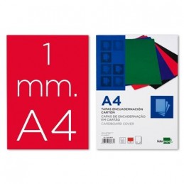 TAPA ENCUADERNAR LIDERPAPEL CARTON A4 1MM ROJA