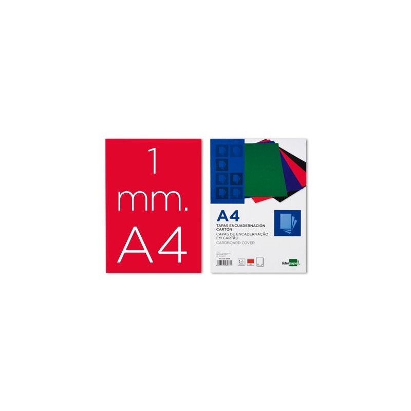 TAPA ENCUADERNAR LIDERPAPEL CARTON A4 1MM ROJA