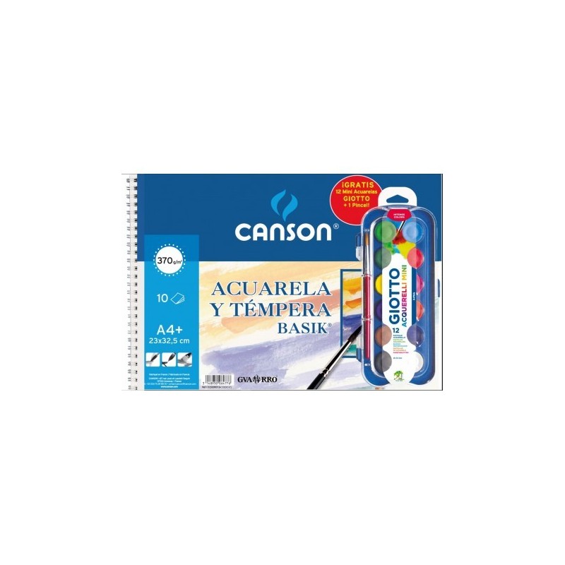 BLOC ACUARELA A4+ 10H BASIK 370GR+MINI ACUARELA