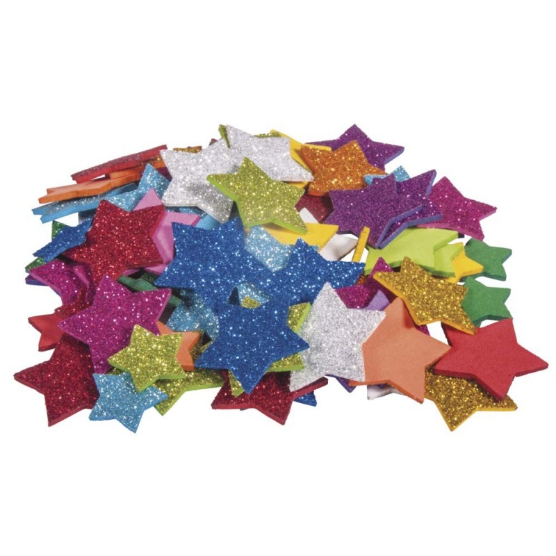BLISTER 120 ESTRELLAS GOMA EVA ADHESIVA PURPURINA