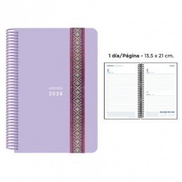 AGENDA ESPIRAL PP DP GOMA PASTEL LILA 13.5x21.5CM