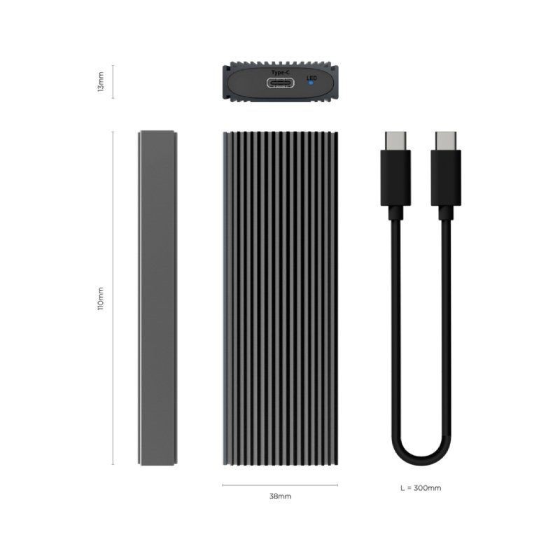 CAJA EXTERNA DISCO M.2 NVMe AISENS 3.2 SIN TORNILL