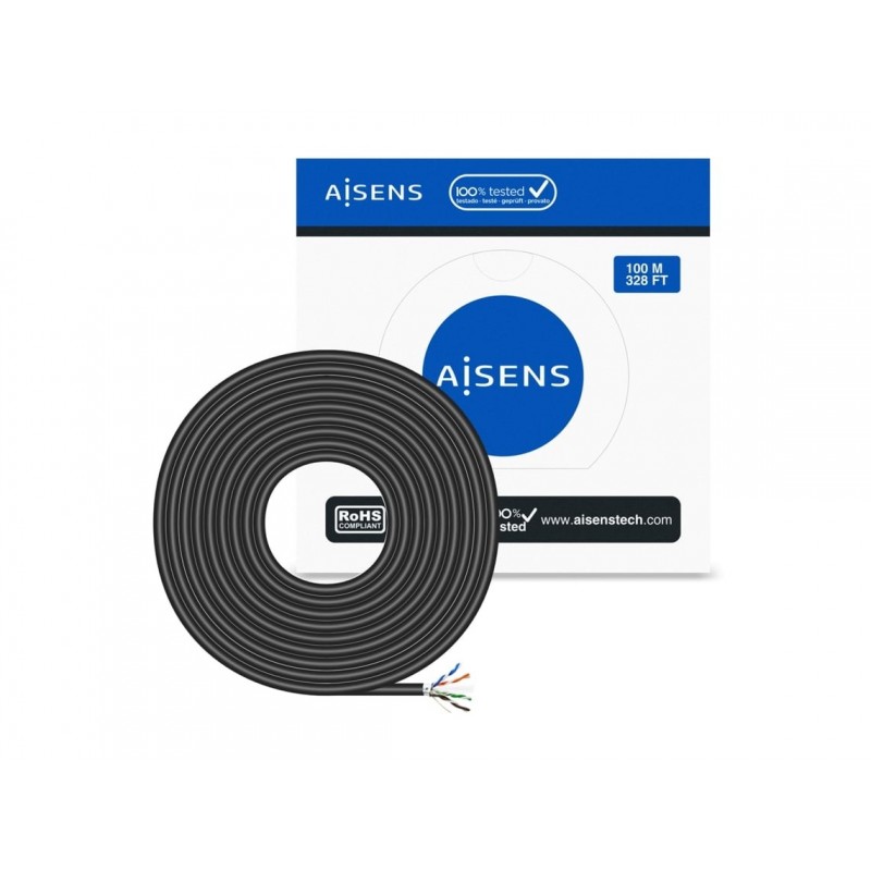 BOBINA RJ45 FTP AWG24 CAT 6 100 IMPERMEABLE NEGRO