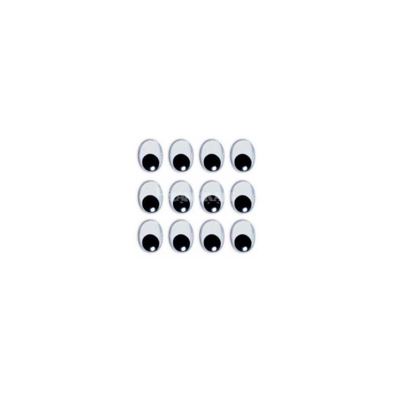 OJOS OVALADOS ADHESIVOS 20mm 20 UDS NEGRO