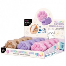 SACAPUNTAS DOBLE CON GOMA HUELLA GATITO