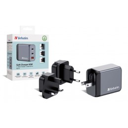 CARGADOR GAN VERBAATIM 2xUSB C 1xUSB 65W