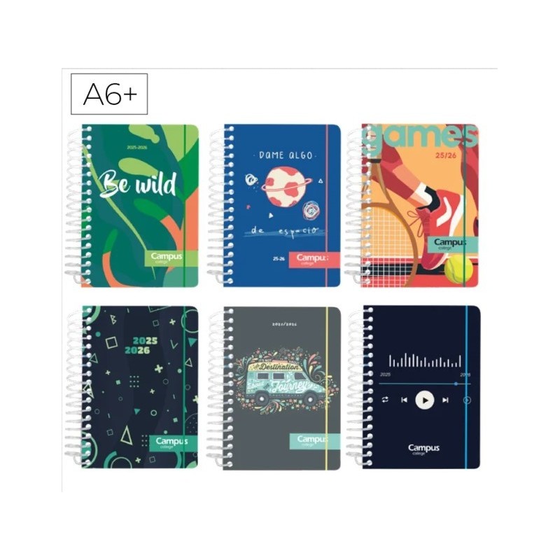 AGENDA ESCOLAR 25 CAMPUS A6 PLUS TAPA PP DIA PAGIN
