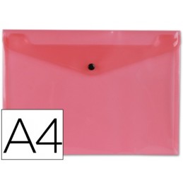 CARPETA BROCHE POLIPR. DIN A4 ROJA TRANSP. 50 HOJA