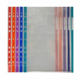 FUNDA MULTITALADRO FOLIO BOLSA 10 UNID BORDE COLOR