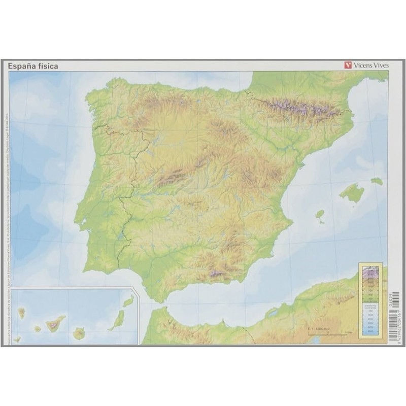 MAPA MUDO ESPAÑA FISICO COLOR