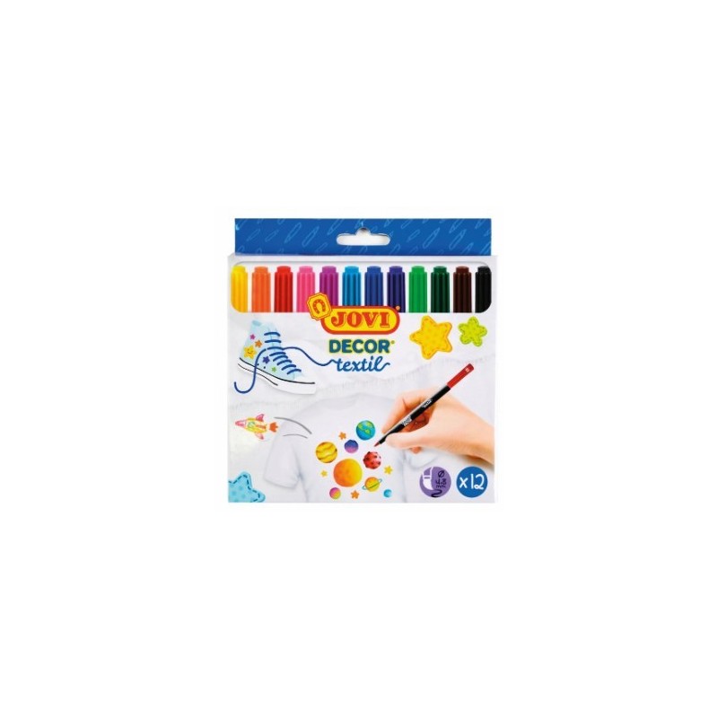 ROTULADOR JOVIDECOR TEXTIL ACRYL C/12 COLORES SURT
