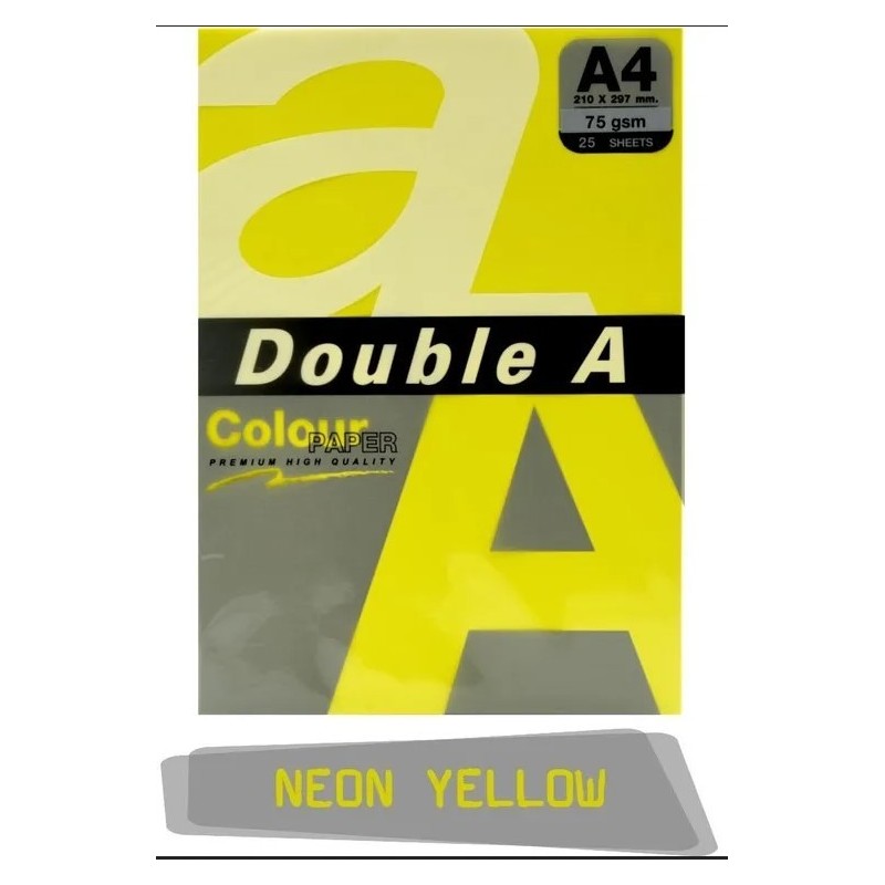 PAPEL DOUBLE A A4 80GR 25H AMARILLO NEON