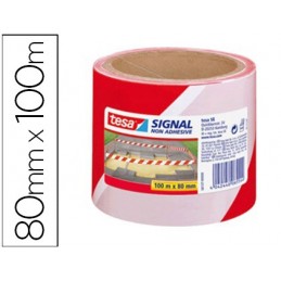 CINTA DE SEÑALIZ. TESA ROJO Y BLANCO 100MT X 80mm