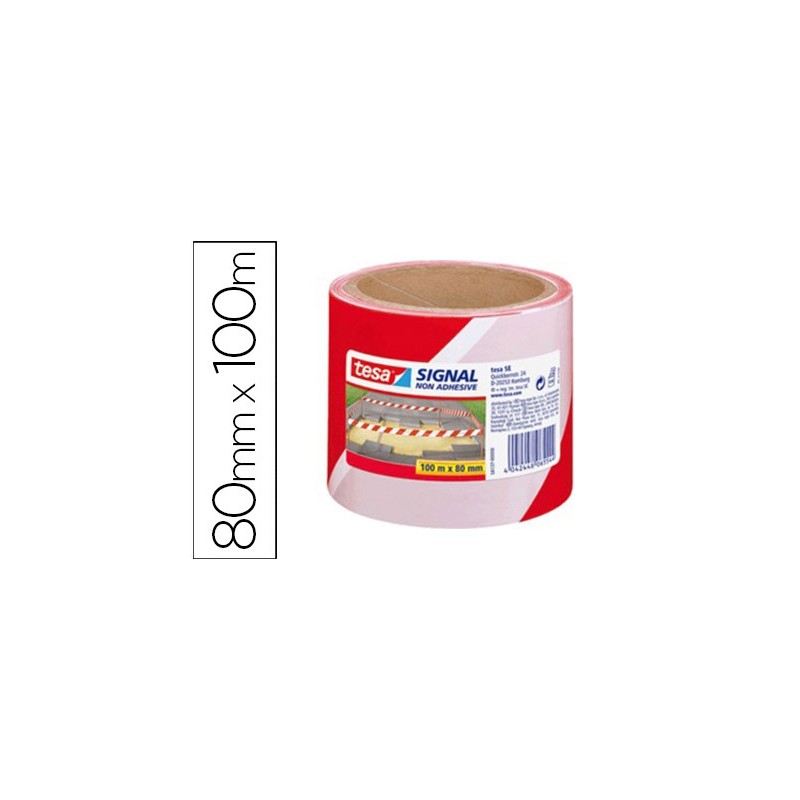 CINTA DE SEÑALIZ. TESA ROJO Y BLANCO 100MT X 80mm