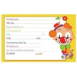 INVITACION FIESTA BLISTER 12und PAYASO