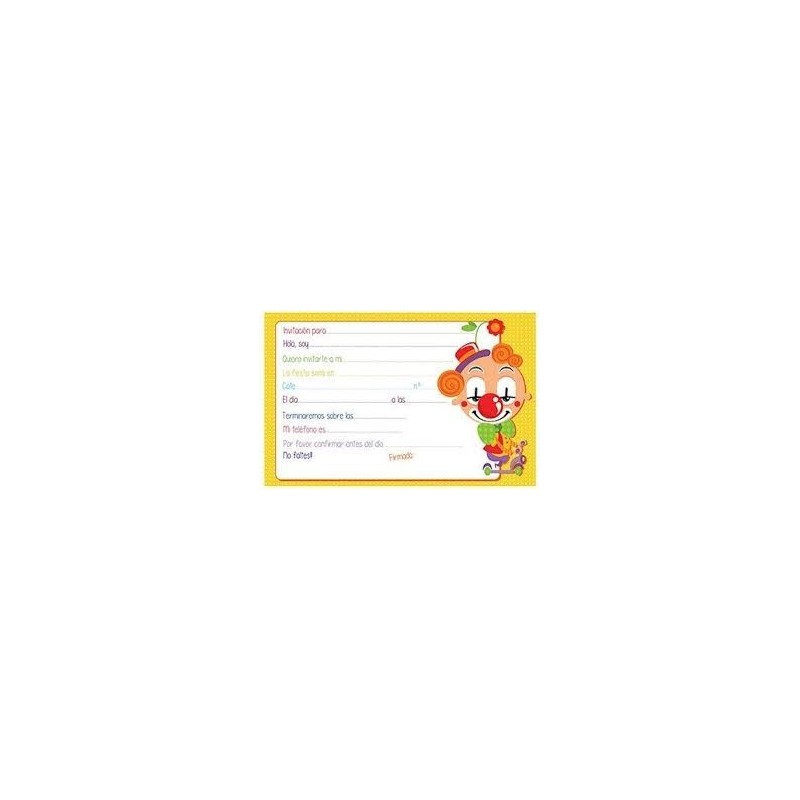 INVITACION FIESTA BLISTER 12und PAYASO