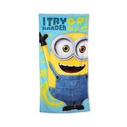 TOALLA PLAYA MINIONS TRY HARDER ALGODON 70x140cm
