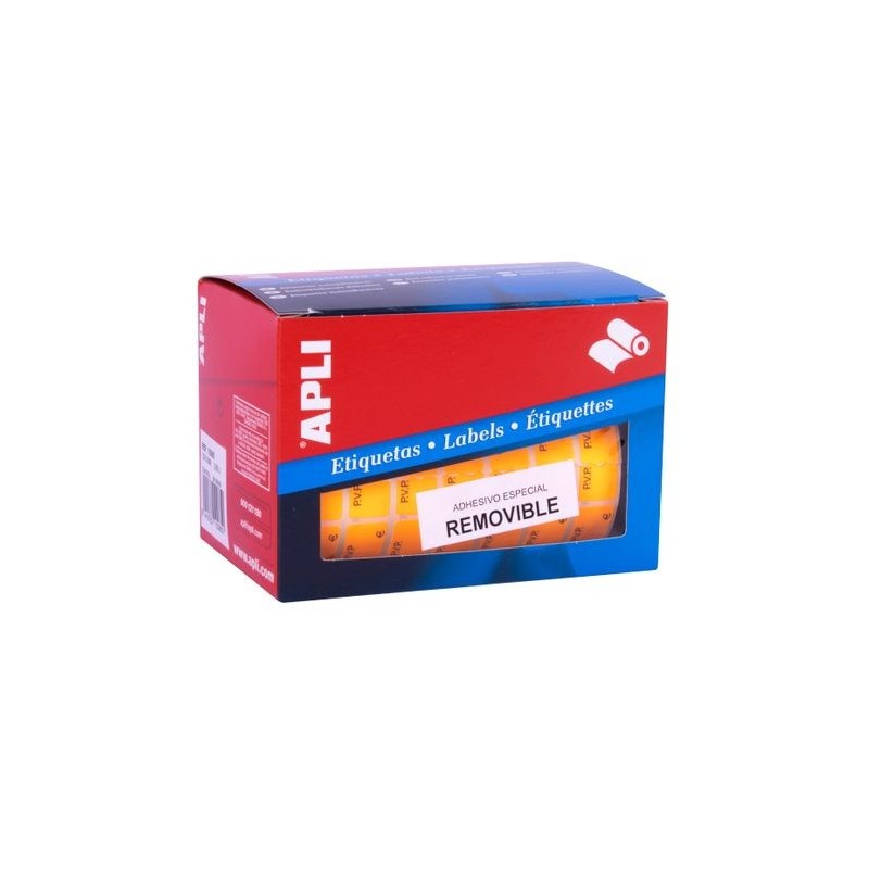 ETIQUETA ROLLO FLUORESCENTE PVP/EURO REMOVIBLE APL