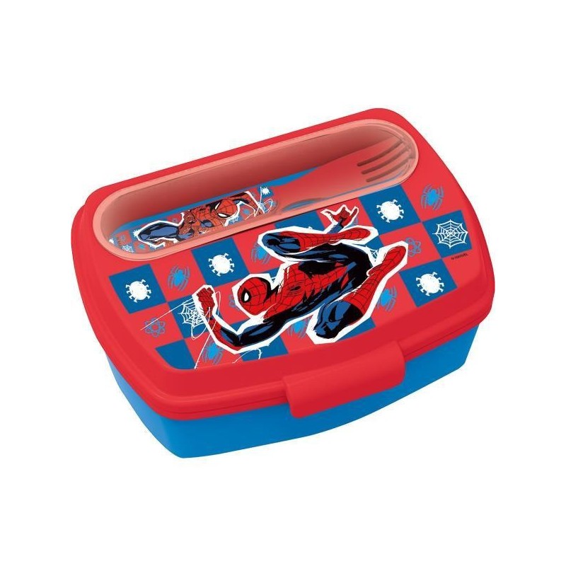 SANDWICHERA RECTANGULAR C/CUBIERTOS SPIDERMAN MARV