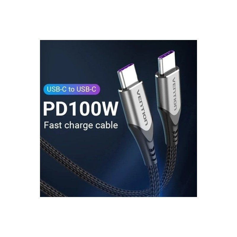 CABLE USB 2.0 TIPO C A C 100W 480MBPS 2M GRIS