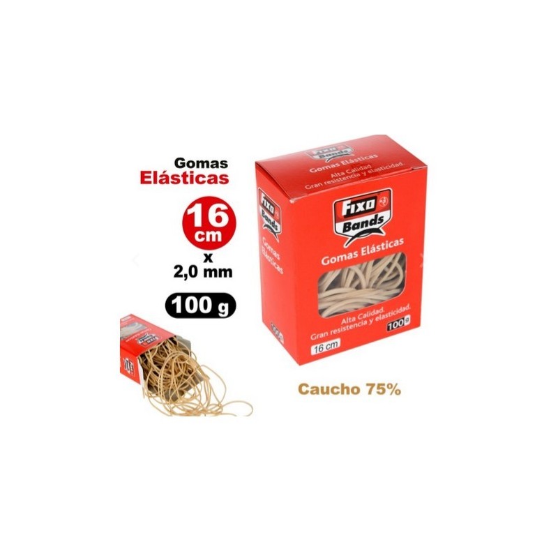GOMAS ELASTICAS 2MMx16CM FIXO CAJA 100 GRAMOS