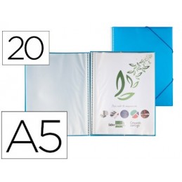 CARPETA CON ESPIRAL 20 FUNDAS DIN A5 AZUL