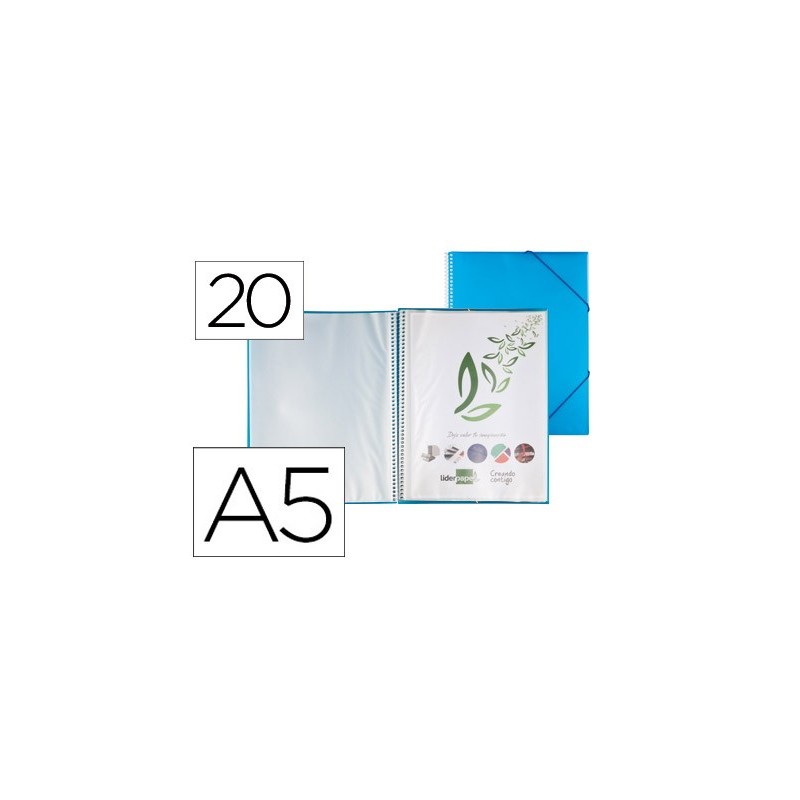 CARPETA CON ESPIRAL 20 FUNDAS DIN A5 AZUL