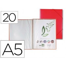 CARPETA CON ESPIRAL 20 FUNDAS DIN A5 ROJO