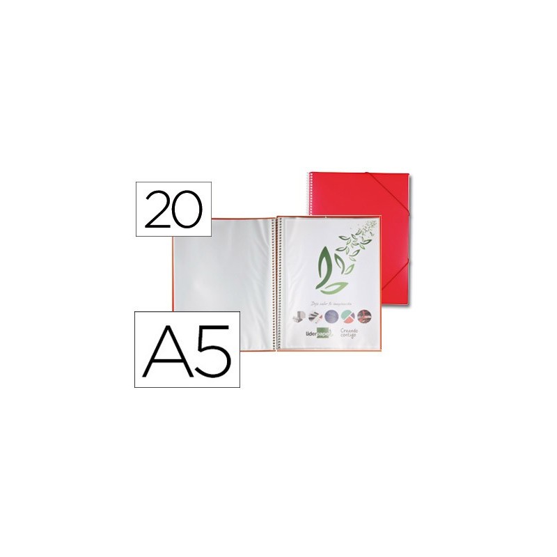 CARPETA CON ESPIRAL 20 FUNDAS DIN A5 ROJO