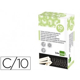 TIZA BLANCA ANTIPOLVO LIDERPAPEL 10 UNIDADES