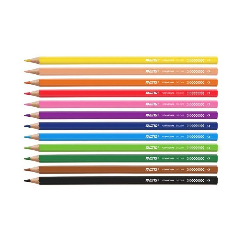 ESTUCHE CARTON 12 LAPICES COLORES HEXAGONAL 17.5CM