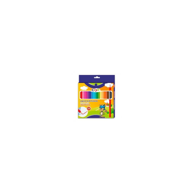 ESTUCHE CARTON 24 LAPICES COLORES HEXAGONAL 17.5CM