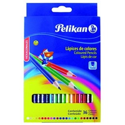 ESTUCHE CARTON 36 LAPICES COLORES HEXAGONAL 17.5CM