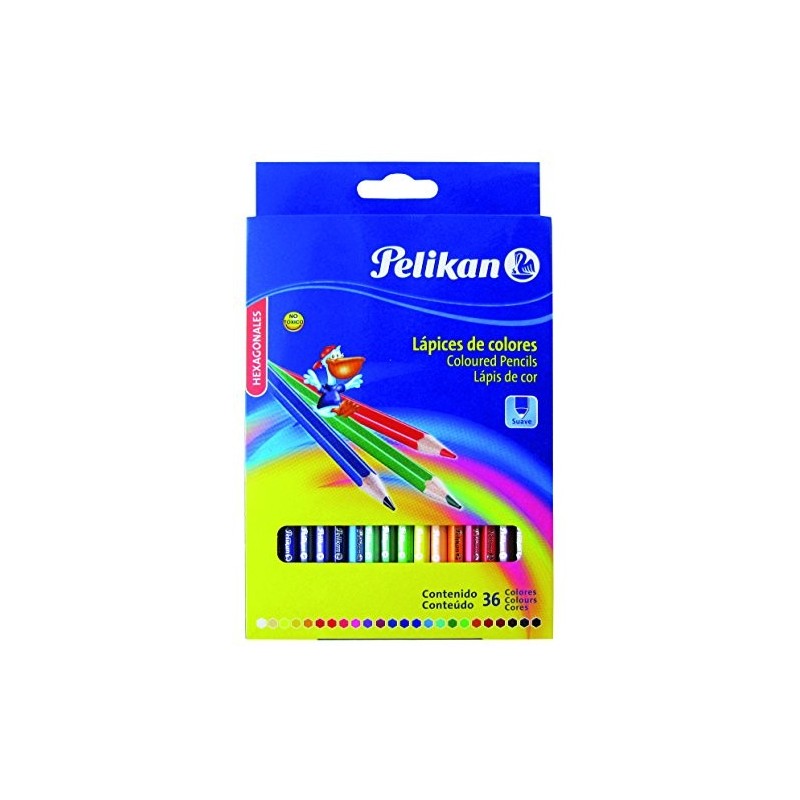 ESTUCHE CARTON 36 LAPICES COLORES HEXAGONAL 17.5CM