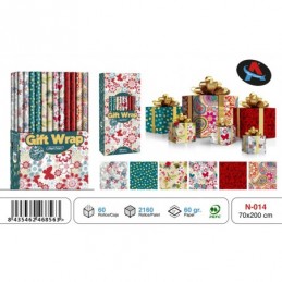 PAPEL REGALO ROLLO 70x200 MARIPOSAS Y FLORES