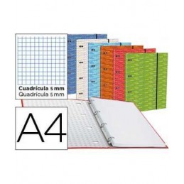 CARPETA LIDERPAPEL A4 HORIZ.FORRADA 4 ANILLAS 20mm