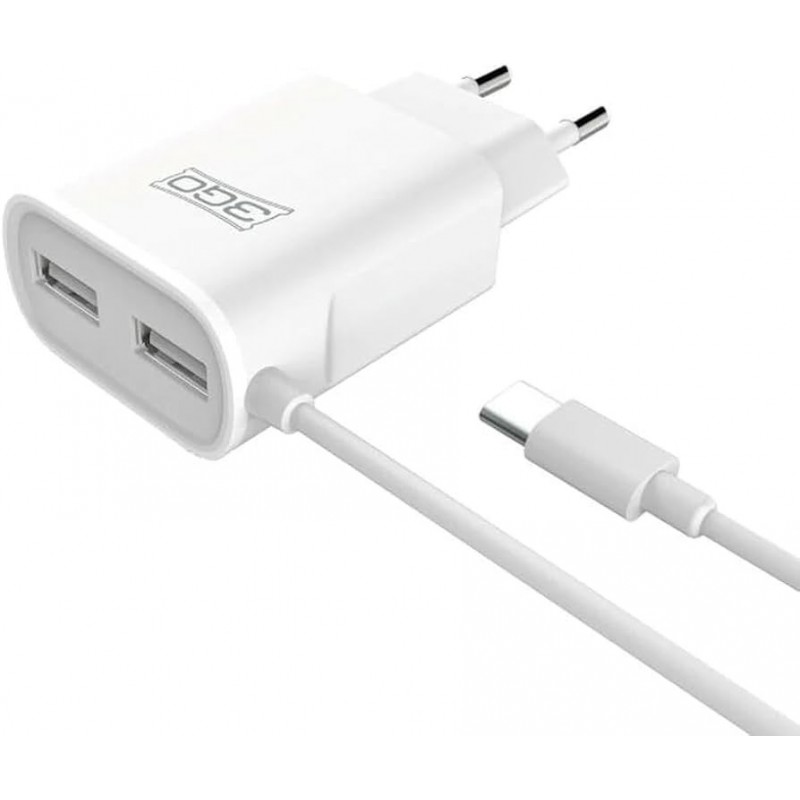 3GO CARGADOR USB DE CASA 2 PUERTOS 2.1A