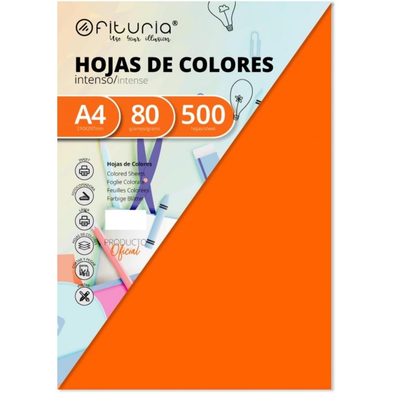 PAPEL A4 80GR P 100 NARANJA