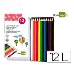 LAPICES DE COLORES LIDERPAPEL CAJA METALICA 12 COL