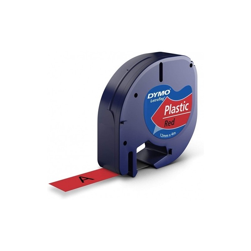 DYMO LETRATAG 91203 NEGRO SOBRE ROJO
