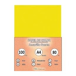 PAPEL A4 80GR P/100 AMARILLO