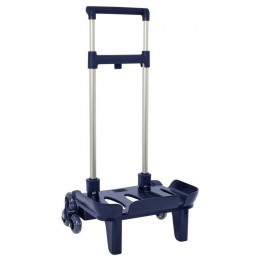 CARRO PORTAMOCHILAS PLEGABLE TRIPLE RUEDA AZUL MAR