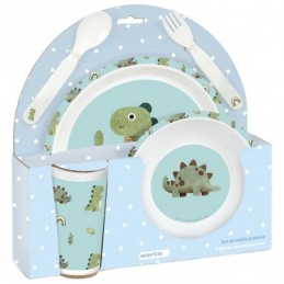 SET DE PLATOS CUBIERTOS Y VASO SAFTA DINOSAURIOS