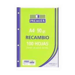 RECAMBIO CUARTO 100 HOJAS CUADRICULA 4x4