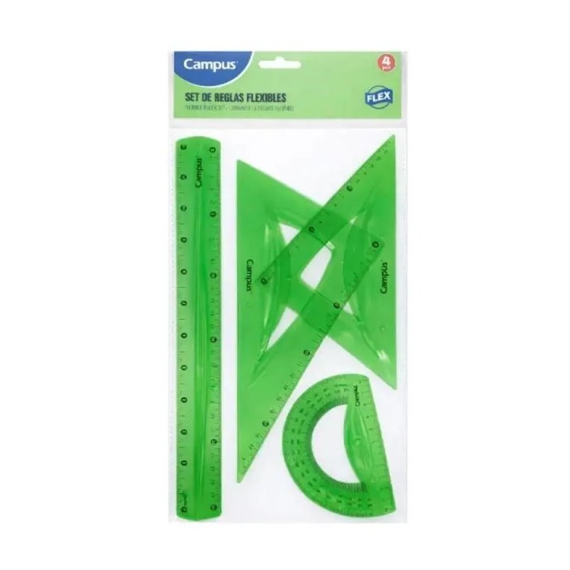 JUEGO REGLAS CAMPUS 4PZS FLEXIBLE VERDE