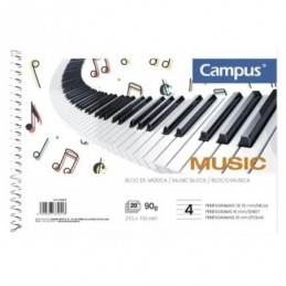 BLOC MUSICA A5 PENTAGRAMAS GRANDE 20H 90GR HORIZON