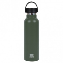 BOTELLA TERMO EXTERIOR GOMA METAL 600ML VERDE
